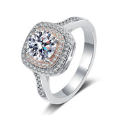 Pink Halo Moissanite Ring in 925 Silver